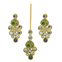 Thumbnail for Sujwel Gold Plated Kundan Design Choker Necklace Set For Women (08-0455) - Sujwel
