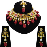 Thumbnail for Personalized Sujwel Kundan Necklace Set (SUJP02) - Sujwel