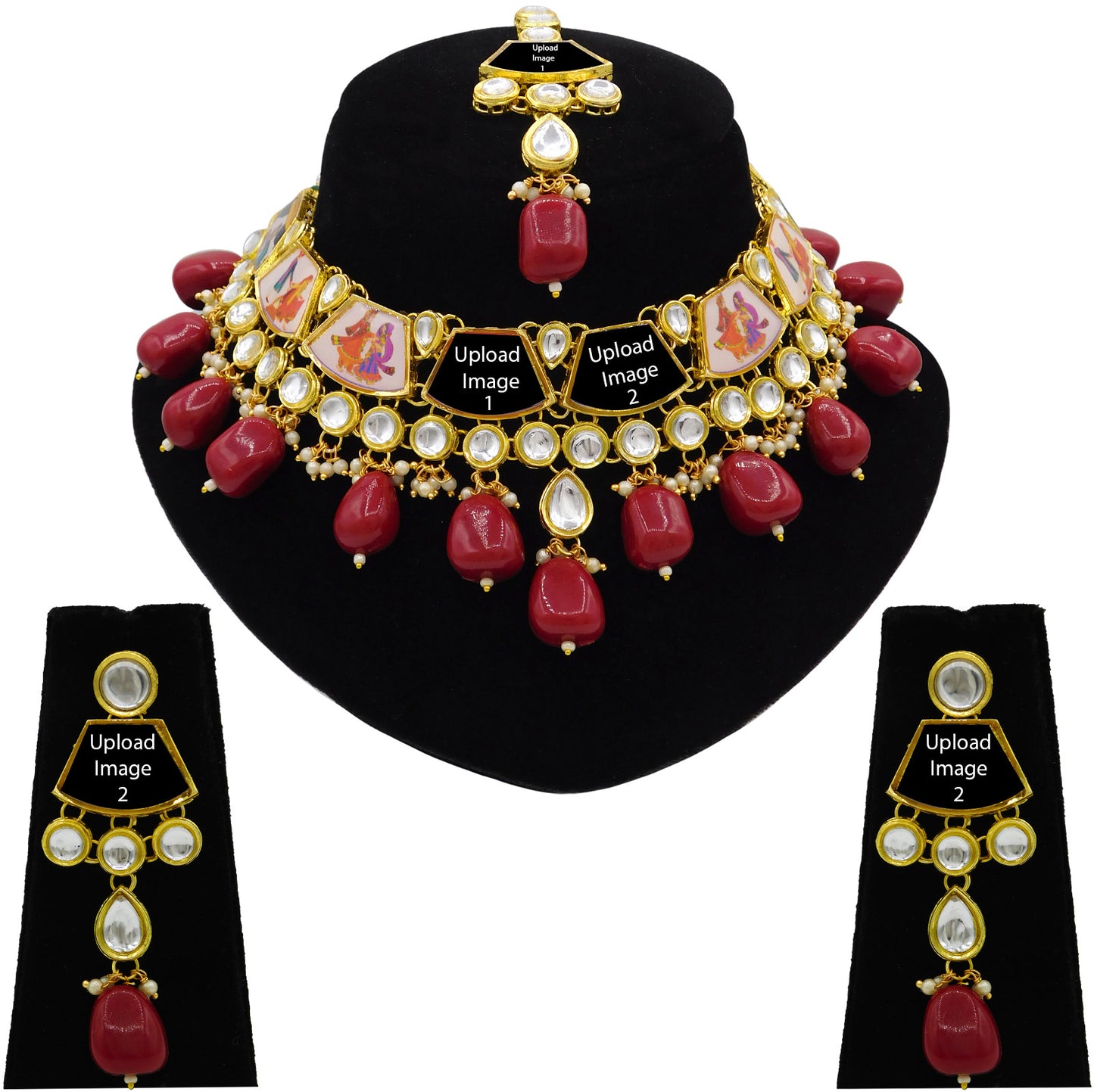 Personalized Sujwel Kundan Necklace Set (SUJP02) - Sujwel