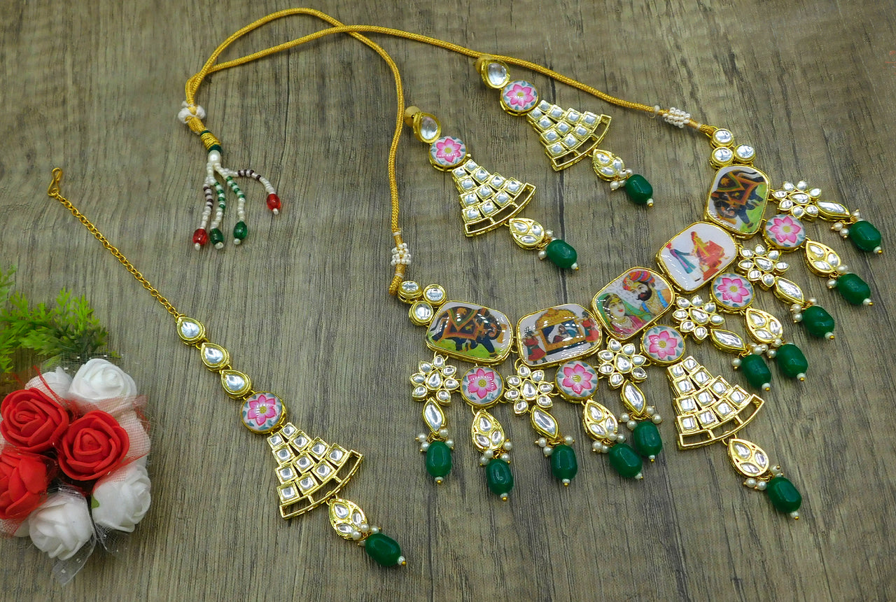 Personalized Sujwel Kundan Choker Necklace Set (SUJP01) - Sujwel