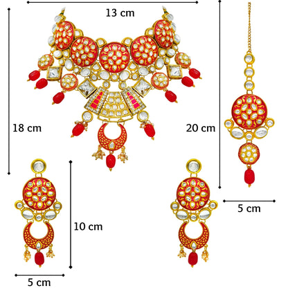 Sujwel Kundan and Meenakari Necklace Set (08-0311) - Sujwel