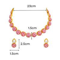 Thumbnail for Sujwel Painting with Floral Design Chokar Necklace Set (08-0429) - Sujwel