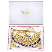 Thumbnail for Sujwel Gold Plated Kundan Design Choker Necklace Set For Women (08-0289) - Sujwel