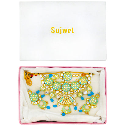 Sujwel Kundan and Meenakari Necklace Set (08-0311) - Sujwel