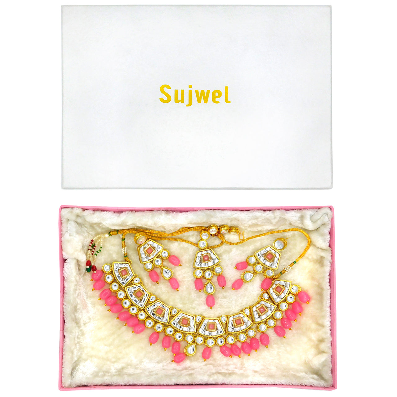 Sujwel Gold Kundan Choker Necklace For Women (08-0106) - Sujwel
