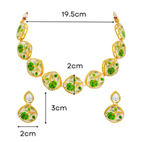 Thumbnail for Sujwel Painting with Floral Design Chokar Necklace Set (08-0431) - Sujwel