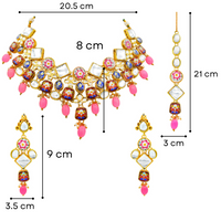 Thumbnail for Sujwel Gold Plated Kundan Floral Design Choker Necklace Set (08-0271) - Sujwel