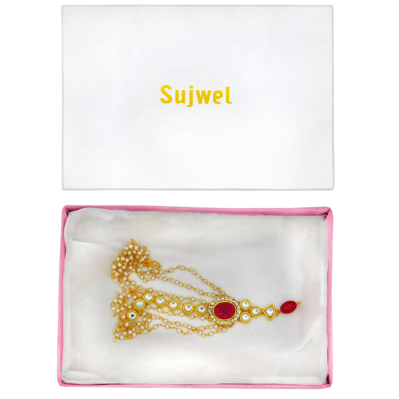 Sujwel Gold Plated Women Traditional Design Maang Tikka (04-0104) - Sujwel