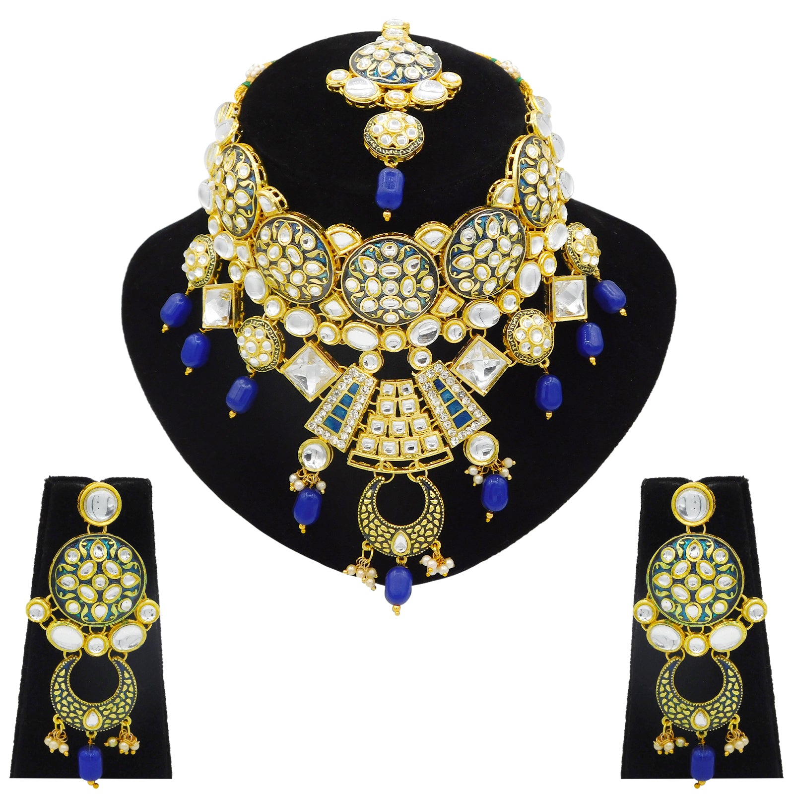 Sujwel Kundan and Meenakari Necklace Set (08-0311) - Sujwel