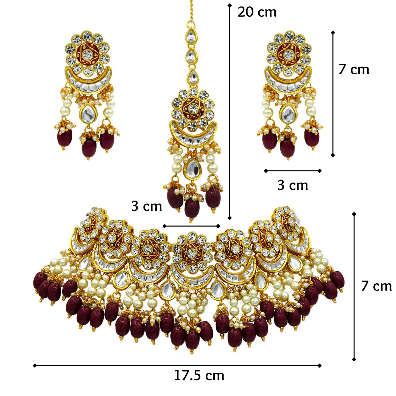 Sujwel Gold Plated Meenakari Choker Necklace Set (08-0243) - Sujwel