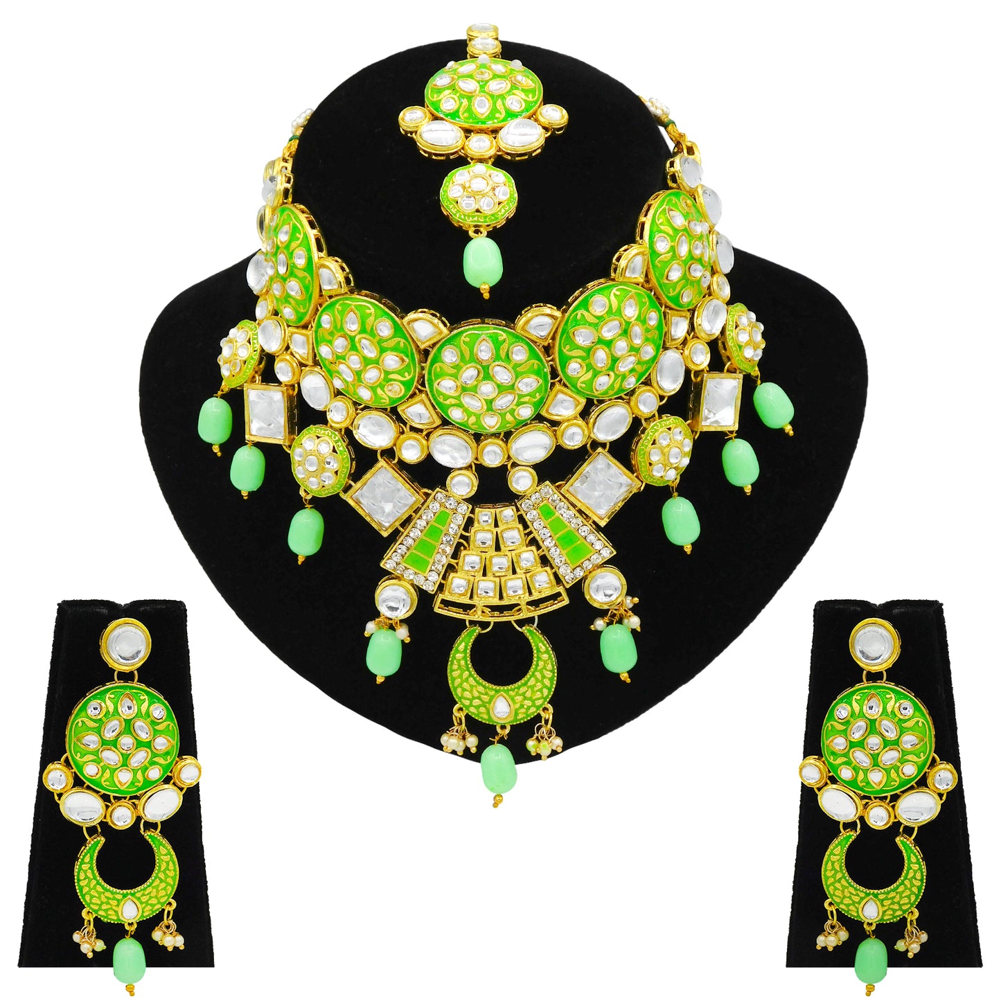 Sujwel Kundan and Meenakari Necklace Set (08-0311) - Sujwel