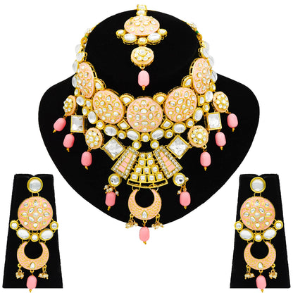 Sujwel Kundan and Meenakari Necklace Set (08-0311) - Sujwel