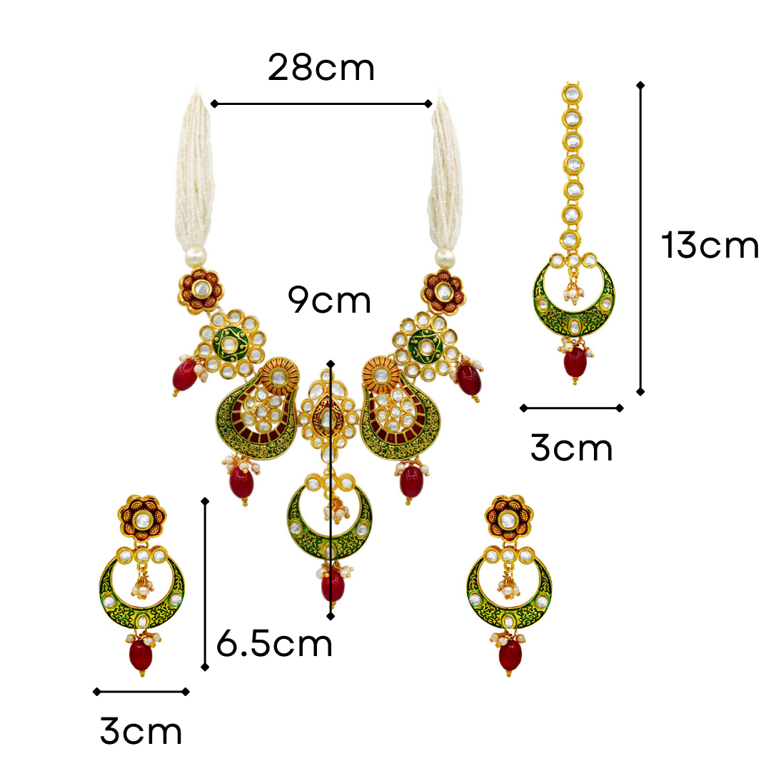 Sujwel Gold Plated Meenakari Choker Necklace Set (08-0230) - Sujwel