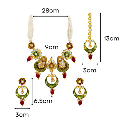 Sujwel Gold Plated Meenakari Choker Necklace Set (08-0230) - Sujwel