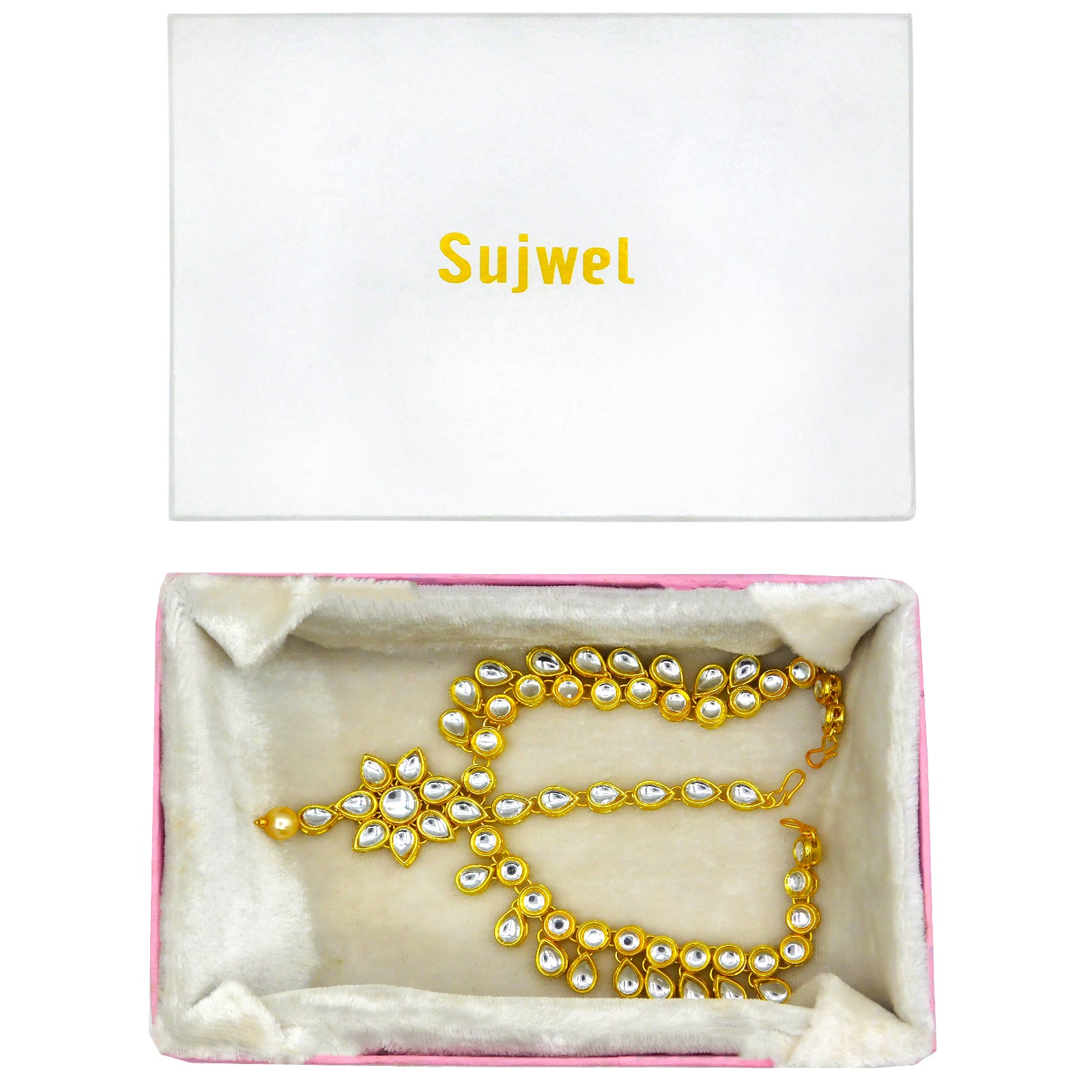 Sujwel Gold Plated Women Traditional Design Maang Tikka (04-0114) - Sujwel