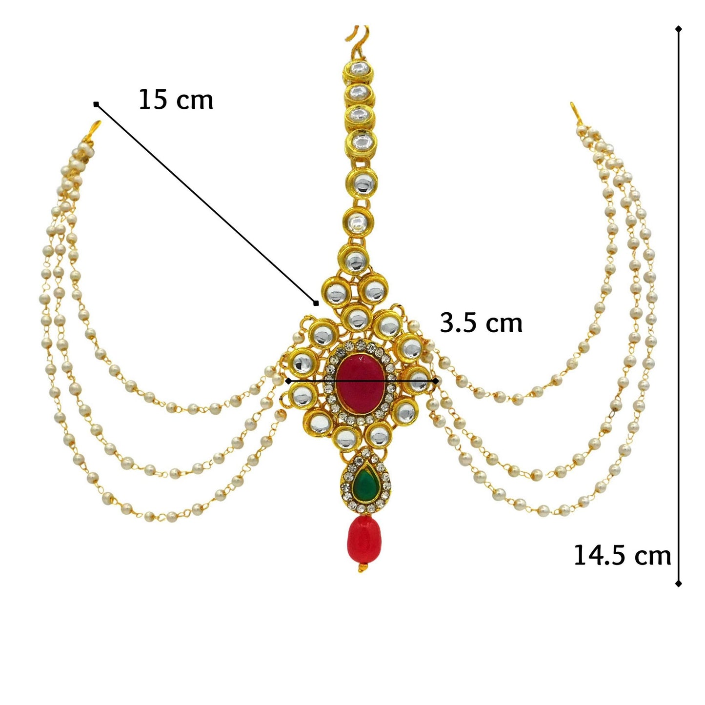 Sujwel Gold Plated Women Traditional Design Maang Tikka (04-0103) - Sujwel