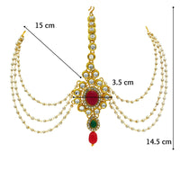 Thumbnail for Sujwel Gold Plated Women Traditional Design Maang Tikka (04-0103) - Sujwel