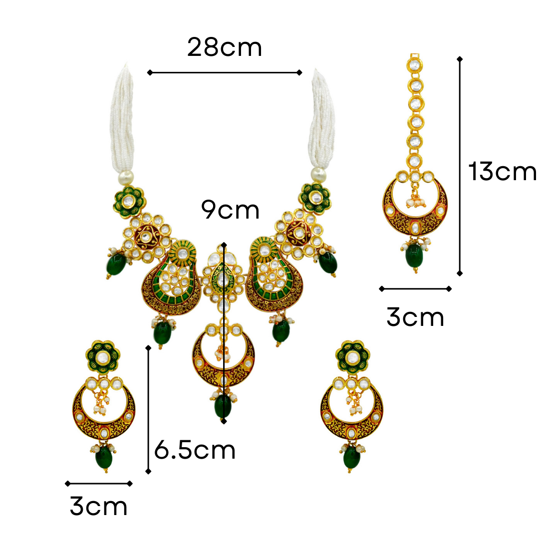 Sujwel Gold Plated Meenakari Choker Necklace Set (08-0230) - Sujwel