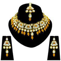 Thumbnail for Sujwel Gold Kundan Choker Necklace For Women (08-0106) - Sujwel