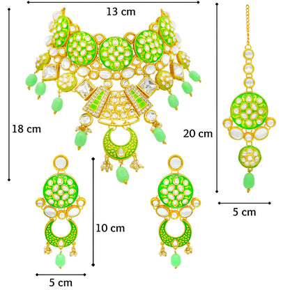 Sujwel Kundan and Meenakari Necklace Set (08-0311) - Sujwel