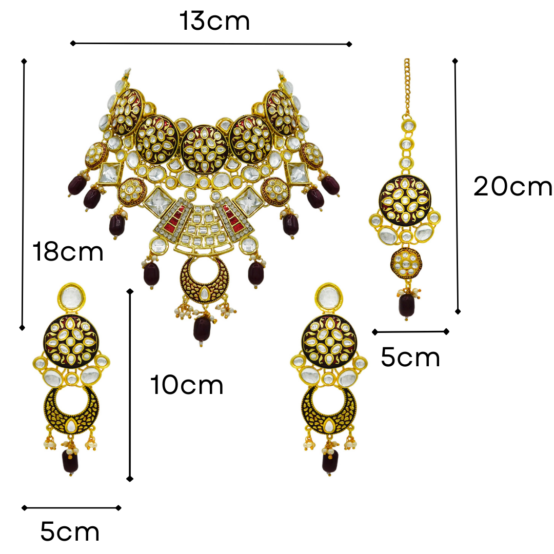 Sujwel Kundan and Meenakari Necklace Set (08-0311) - Sujwel