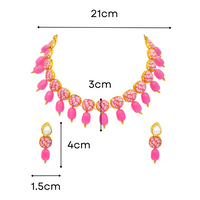 Thumbnail for Sujwel Painting with Floral Design Chokar Necklace Set (08-0430) - Sujwel